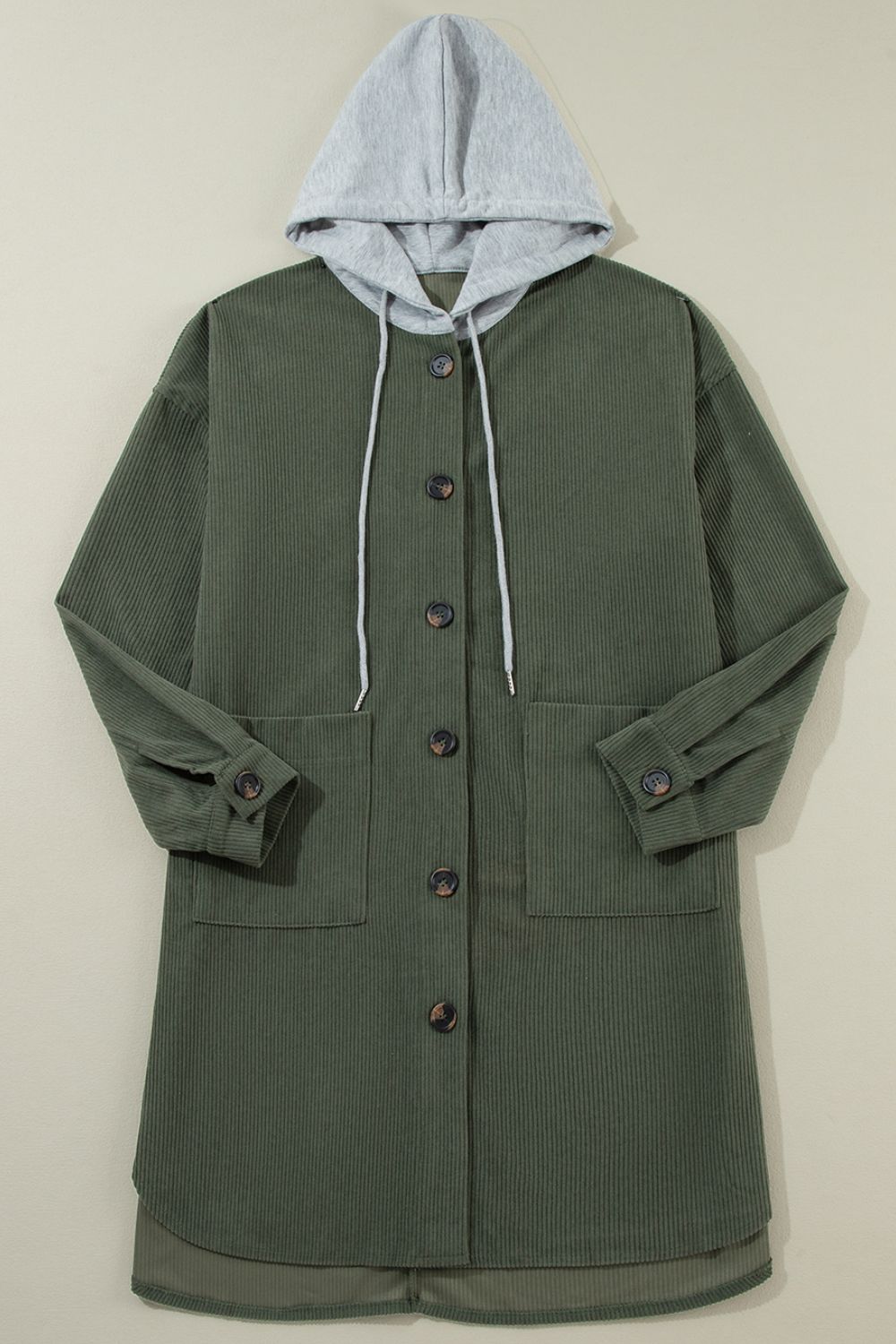 Belinda | Long sleeve hooded jacket with drawstring and buttons
