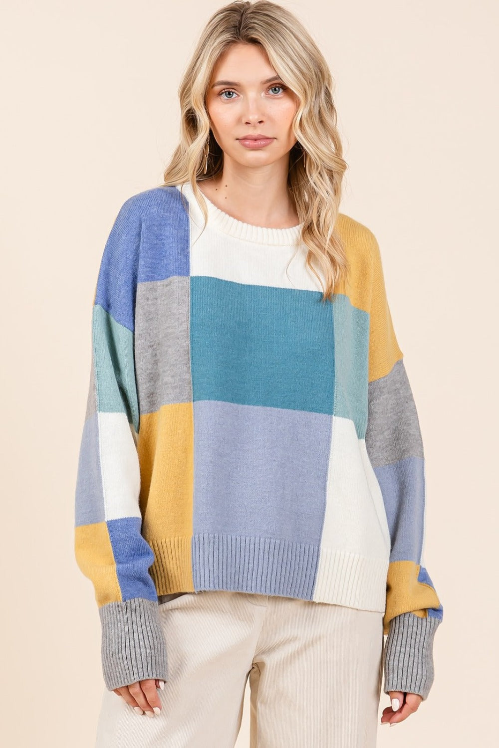 Lara | Mittoshop color block crew neck sweater