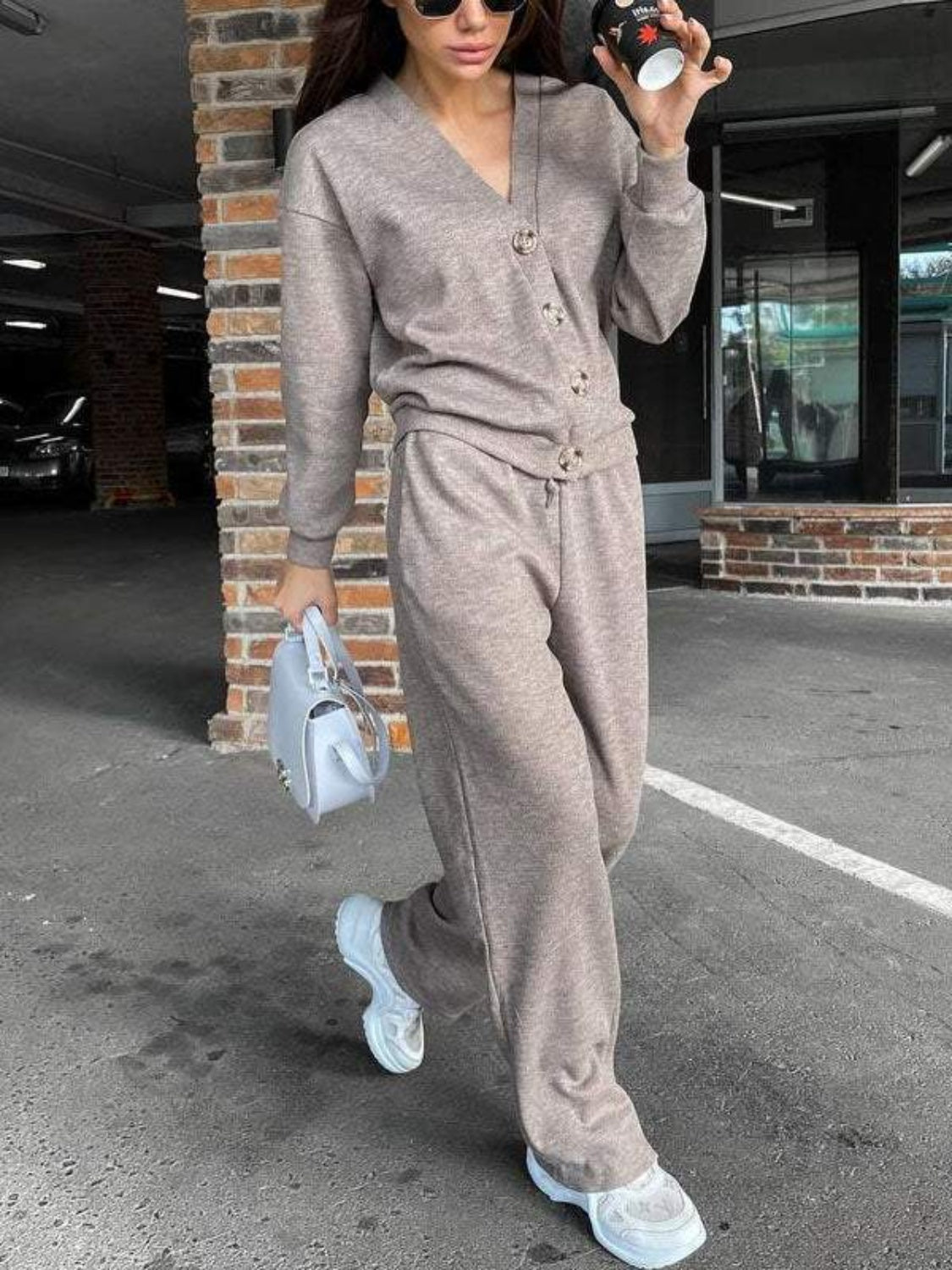 Hedwig | Full size button down long sleeve top and pants set