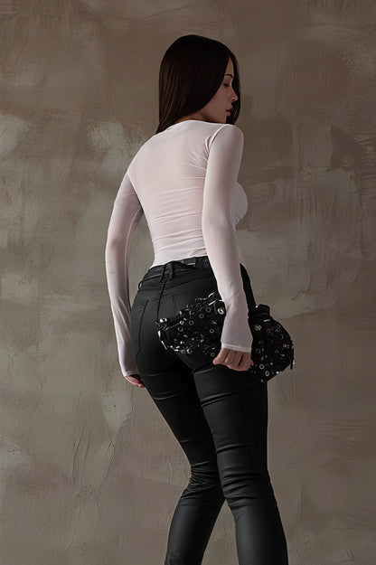 Trendy Print Sexy Slim Crew Neck Blouse