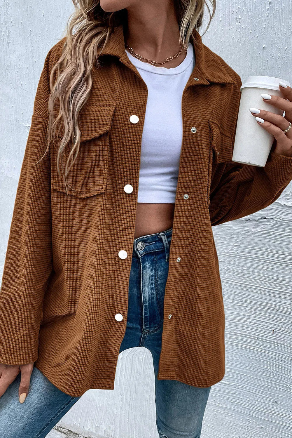 Jacqueline | Long sleeve jacket with pockets and snap buttons