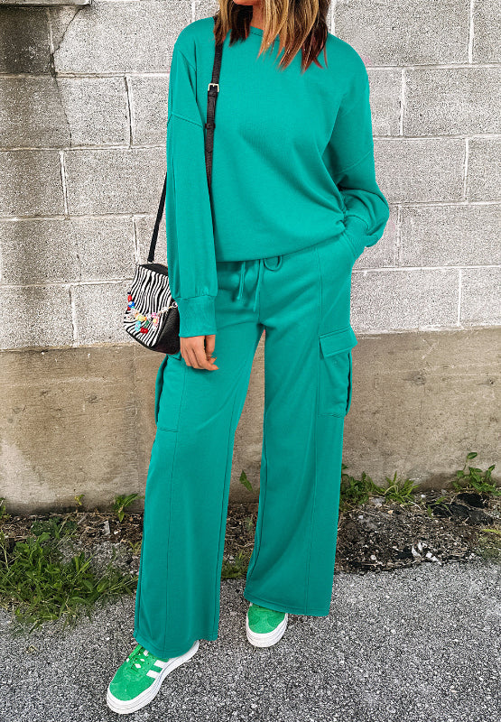 Berta | Complete set consisting of a long-sleeved crew-neck shirt and drawstring trousers