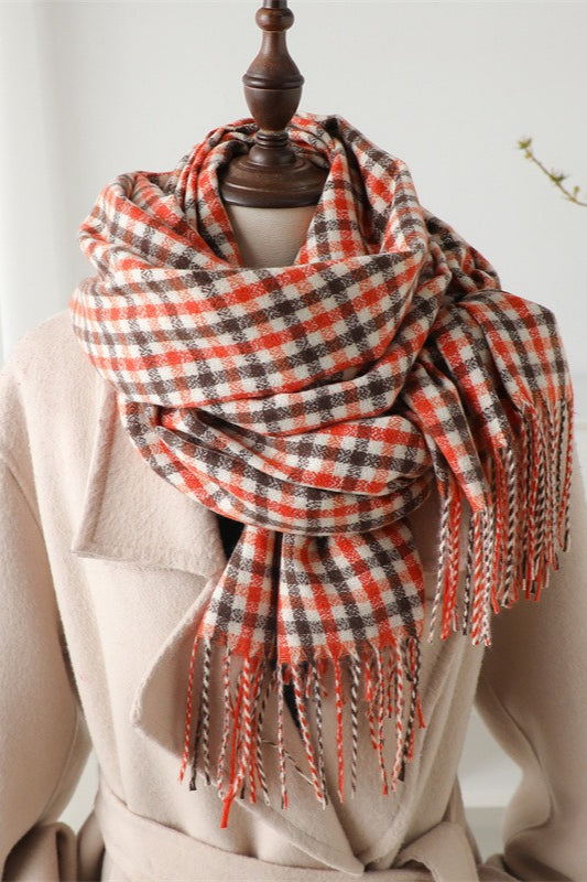 Checkered Thermal Shawl Scarf