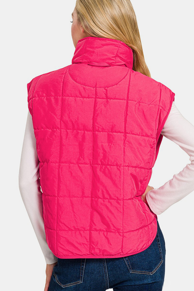 Dafne | Cropped puffer vest from Zenana with zip and pockets
