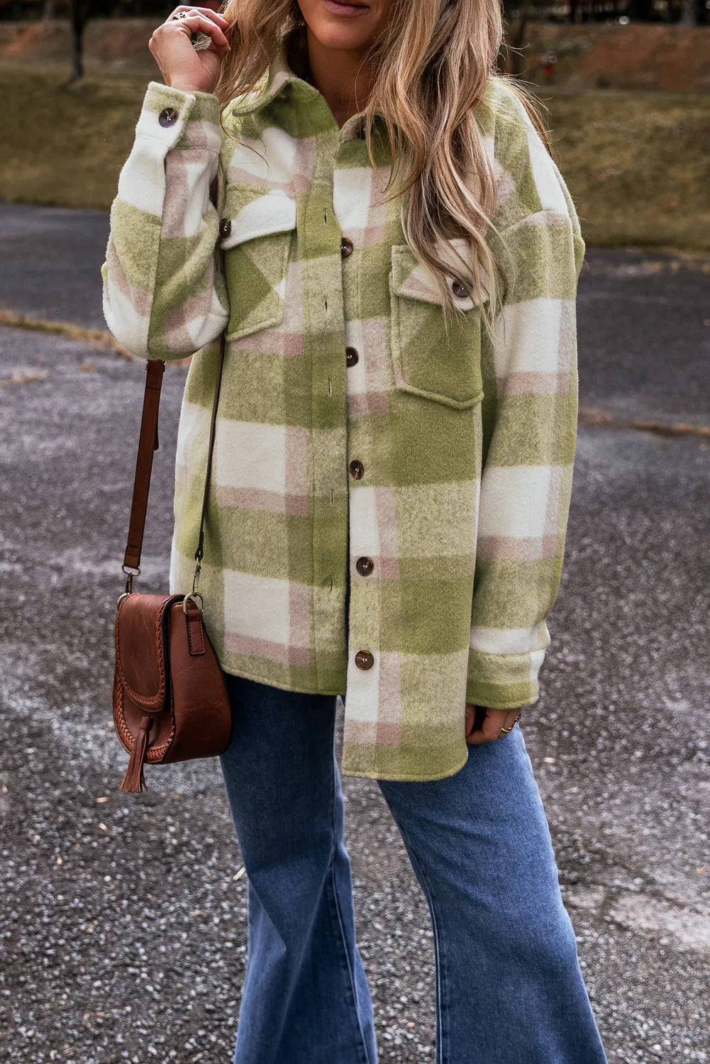Sabine | Checked long sleeve jacket with buttons