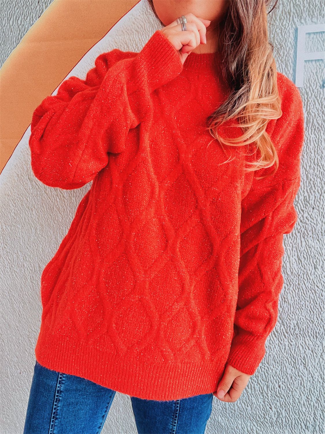 Laura | Diamond sweater with a crew neck and long sleeves