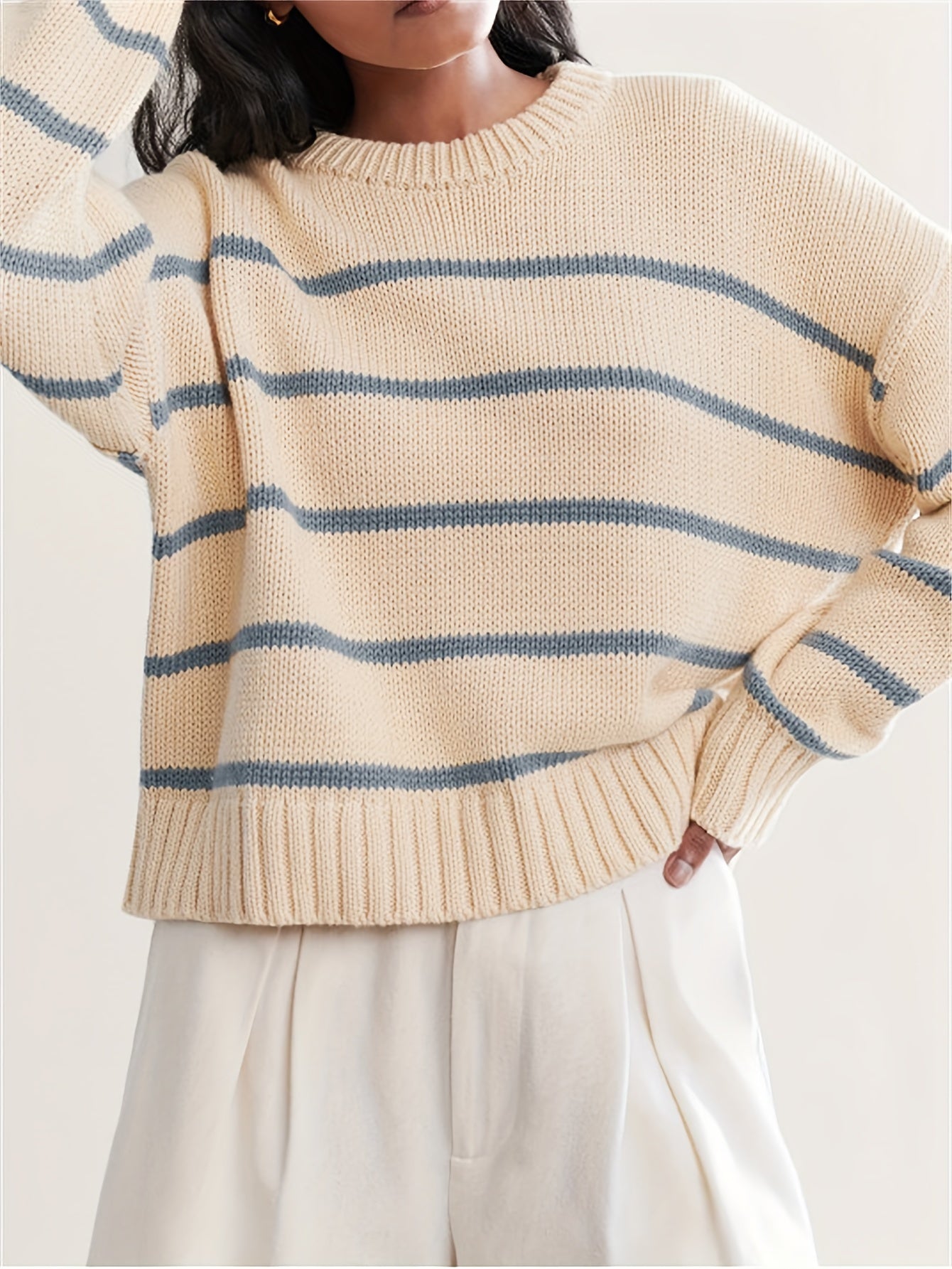 Yamel | Striped drop shoulder sweater