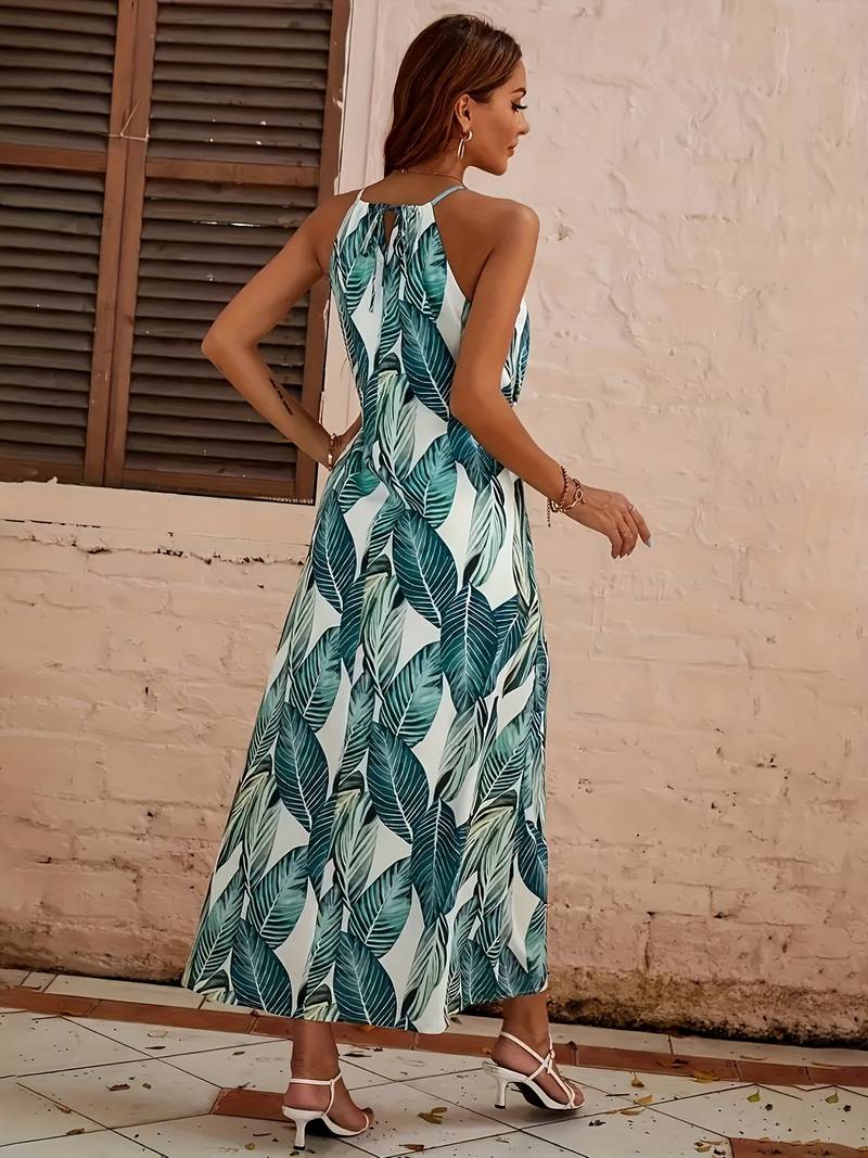 Jocelyn® | Halterneck Beach Dress With Leaf Pattern