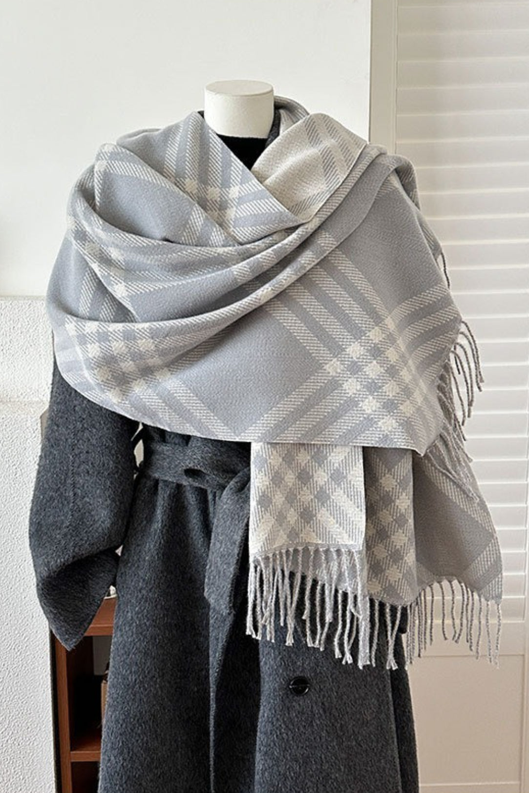 Double-Sided Plaid Festive Faux Cashmere Warm Scarf