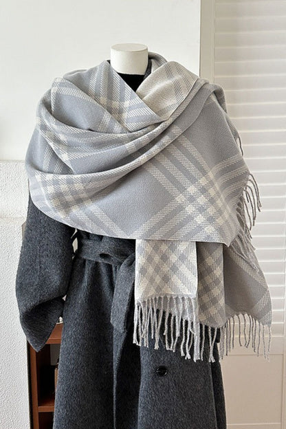 Double-Sided Plaid Festive Faux Cashmere Warm Scarf
