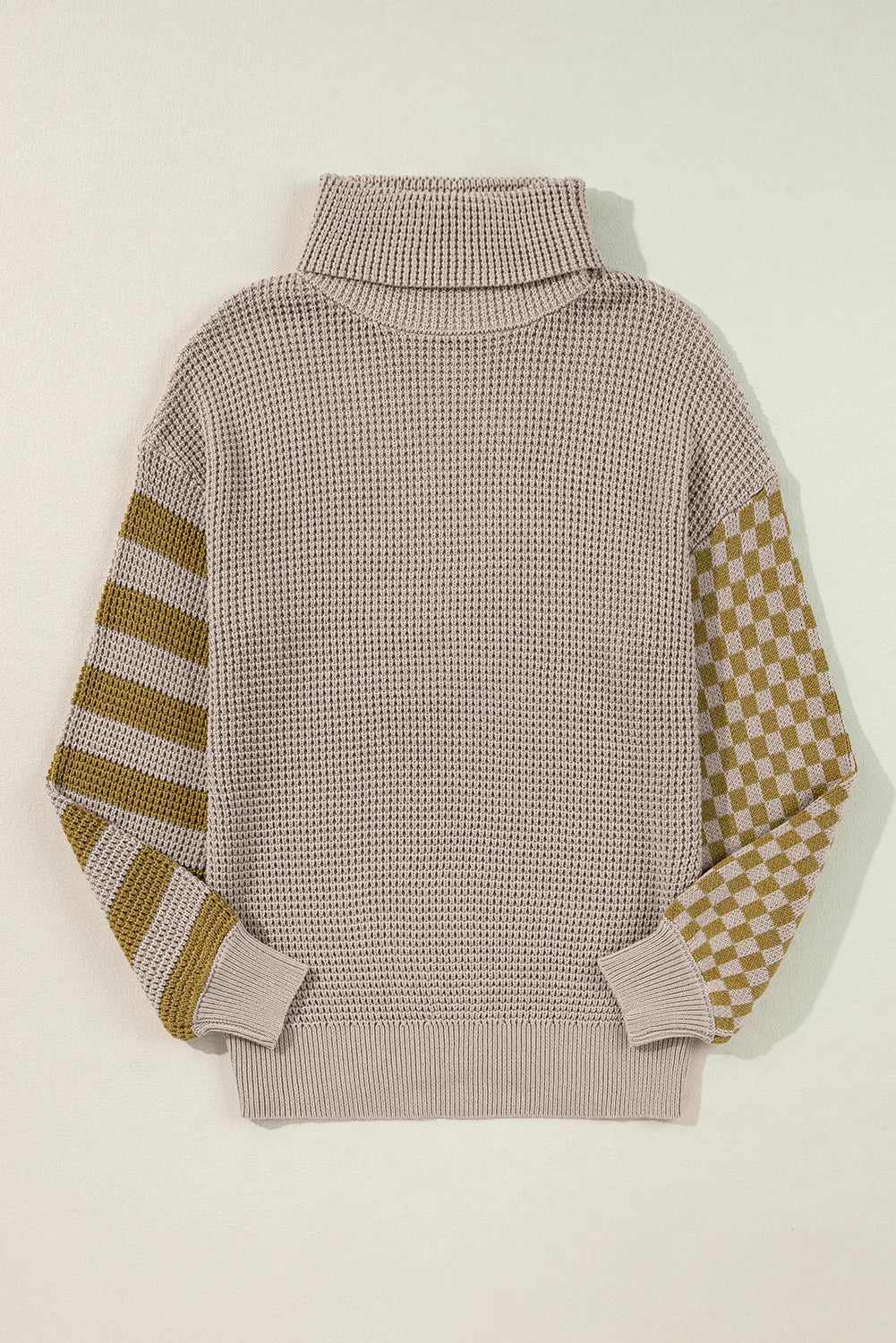 Agnieszka | Checked striped turtleneck sweater with long sleeves