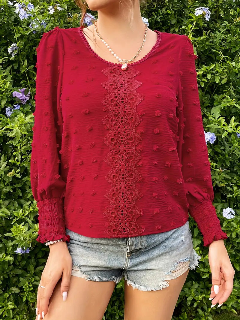 Kimberley® | Blouse With Swiss Dots And A Round Neckline