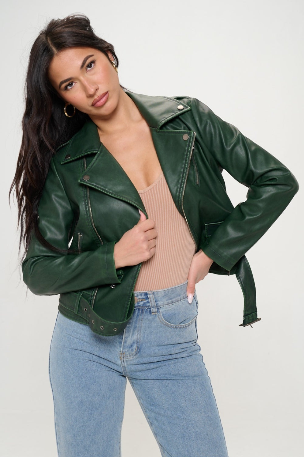Milagros | Biker jacket with zip and belt