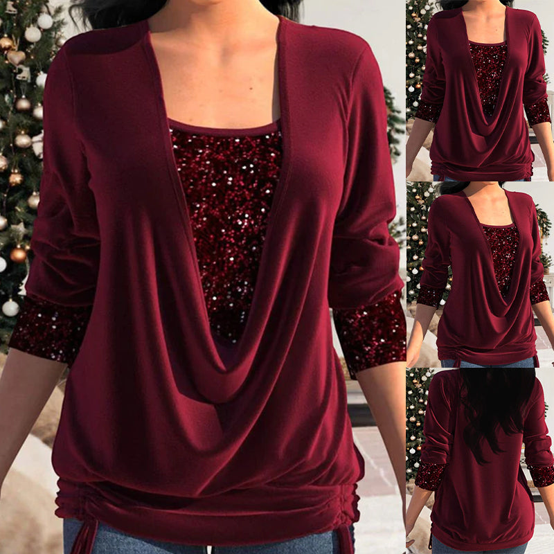 Buce® | Women'S Blouse Long Sleeves And Sequins, Elegant And Comfortable Fit
