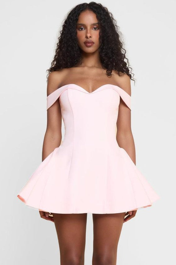 Contrast Bustier Ruffle Cocktail Dress