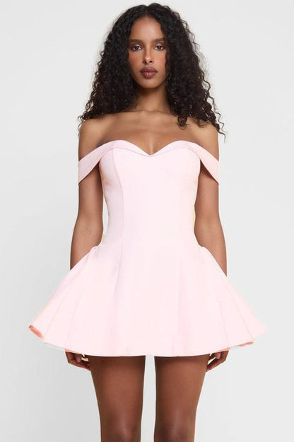 Contrast Bustier Ruffle Cocktail Dress