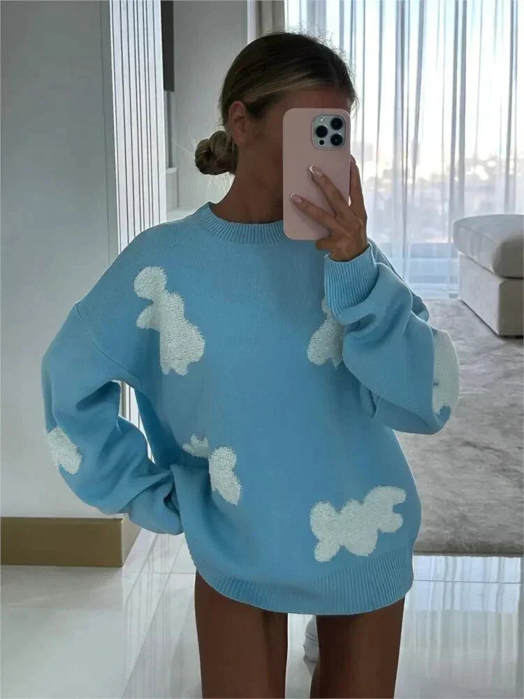 Fabienne® | Chic knitted sweater with “Sweet Love” embroidery