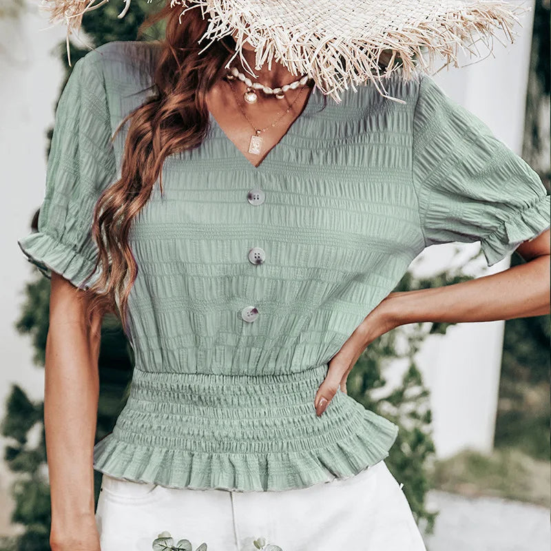 Keyla® | Blouse With Button Closure And Peplum