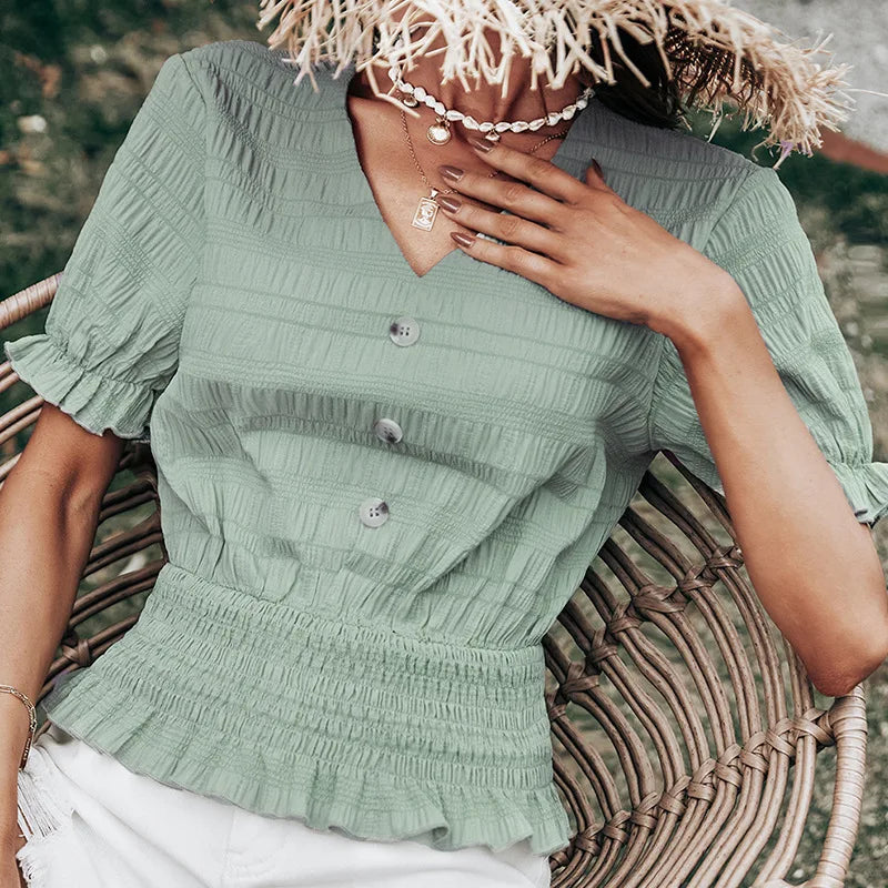Keyla® | Blouse With Button Closure And Peplum