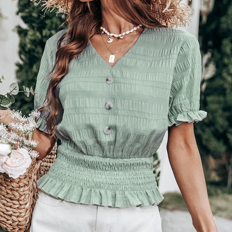 Keyla® | Blouse With Button Closure And Peplum