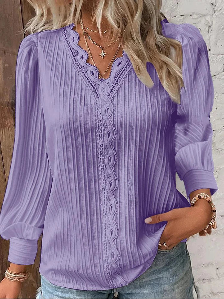 Anahí® | Long Sleeve Blouse With V-Neck