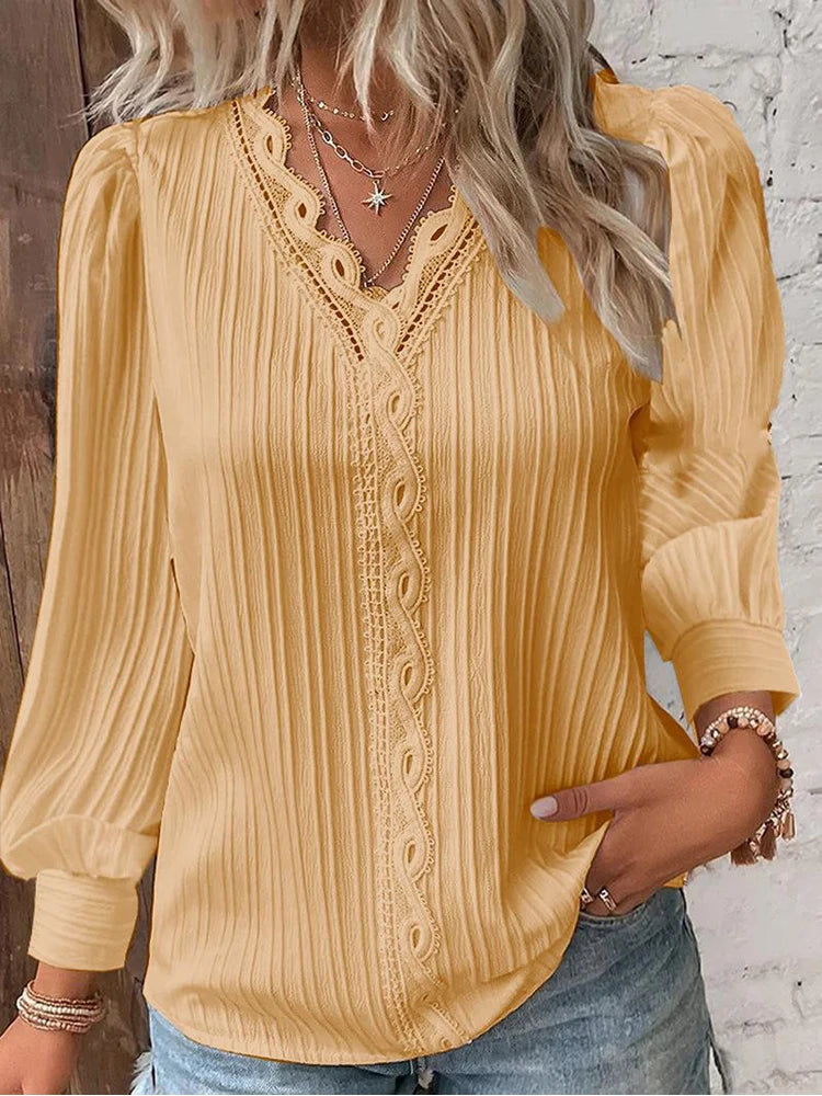 Anahí® | Long Sleeve Blouse With V-Neck