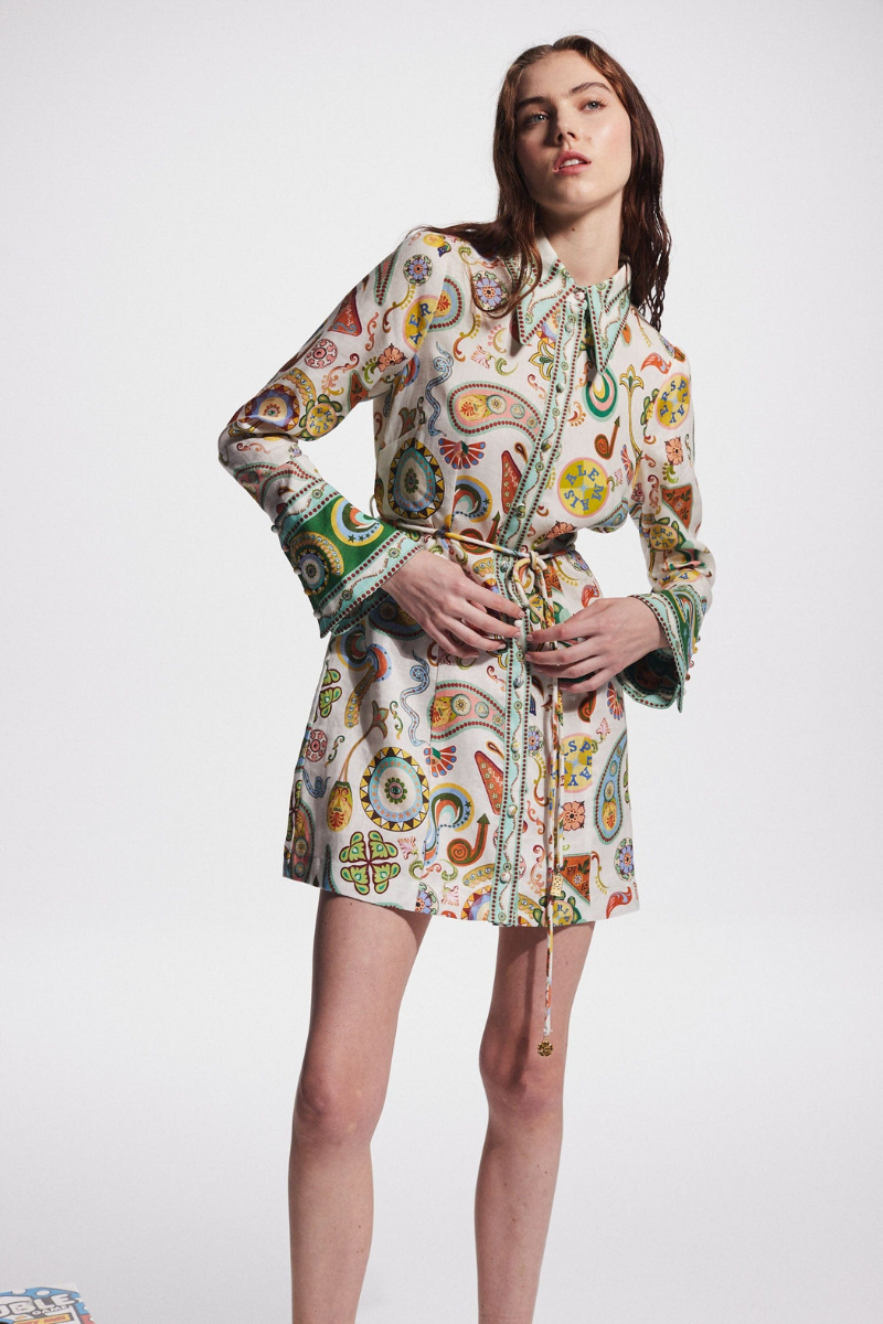 Zaida® | Long-Sleeved Paisley Mini Dress