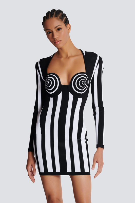 Karla® | Long-Sleeved Striped Mini Knit Dress