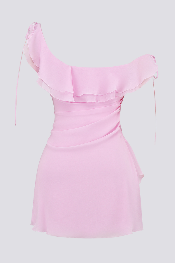 Wanda® | Off-Shoulder Ruffle Shirt Mini Dress
