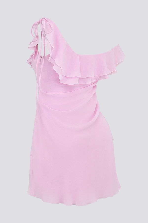 Wanda® | Off-Shoulder Ruffle Shirt Mini Dress