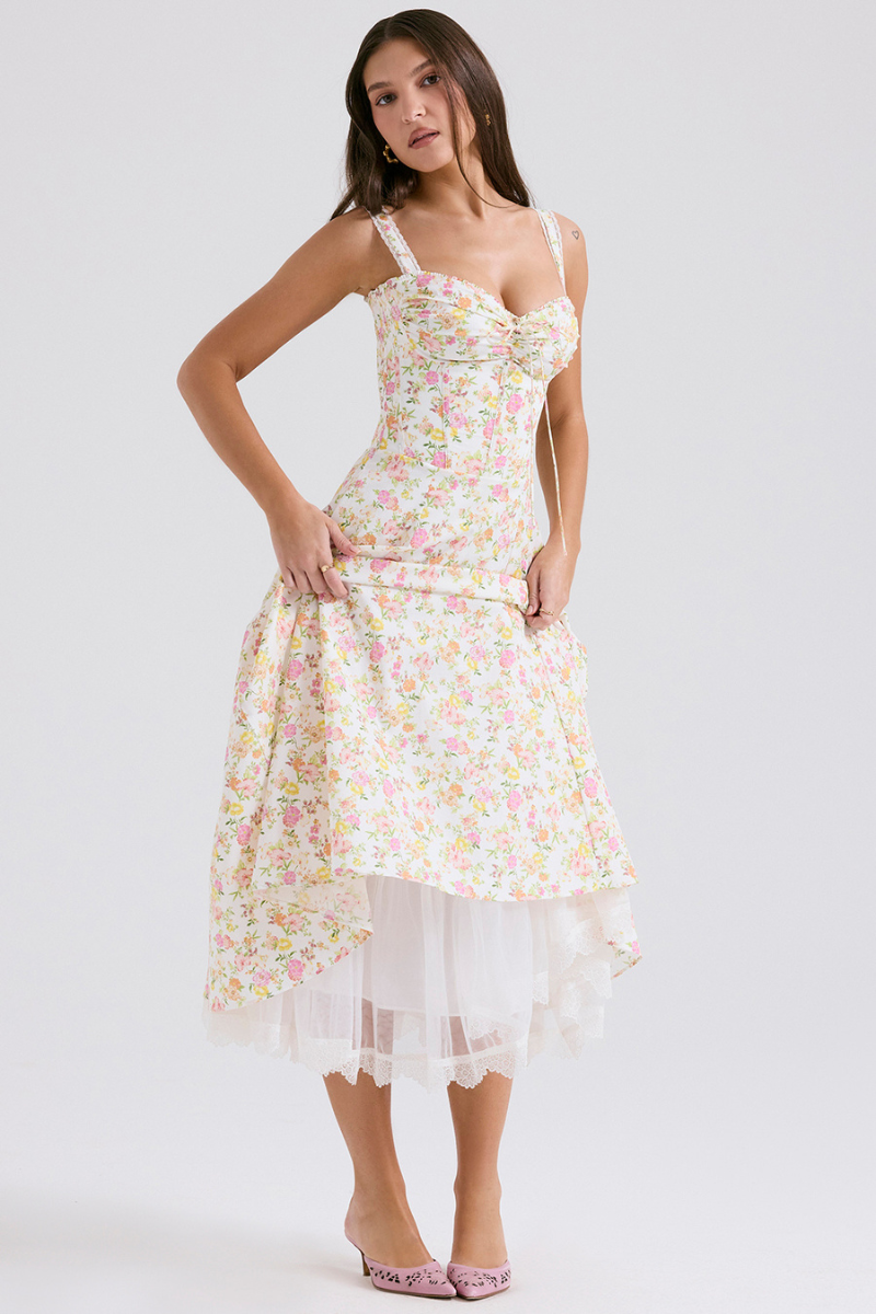 Xandra® | Ruched Floral Maxi Dress