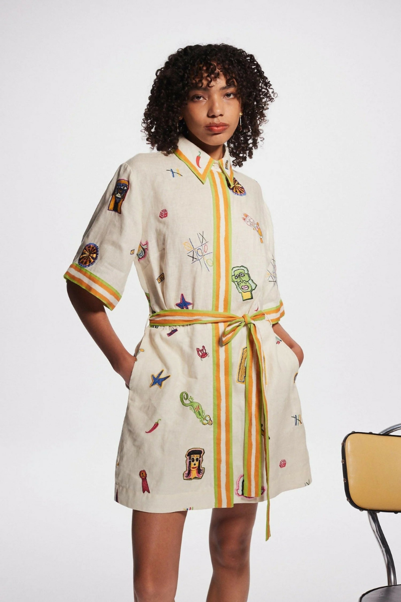 Waleska® | Short-Sleeved Embroidered Mini Dress
