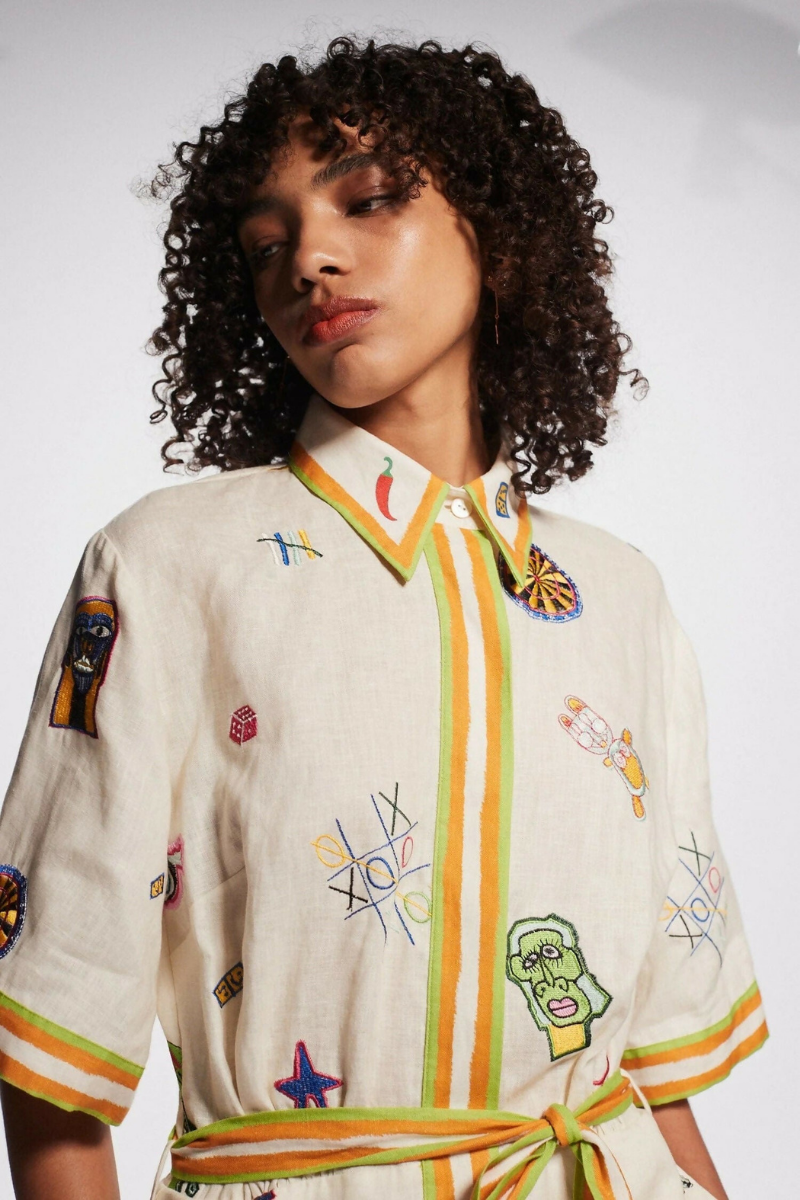 Waleska® | Short-Sleeved Embroidered Mini Dress
