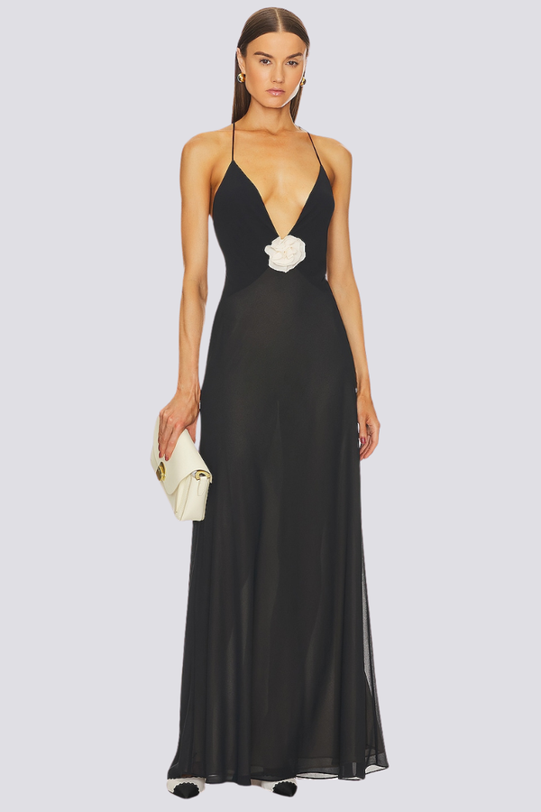 Helga® | Spaghetti Plunge Neck Maxi Dress