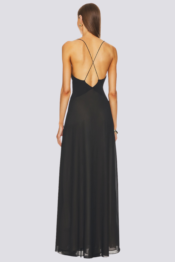 Helga® | Spaghetti Plunge Neck Maxi Dress