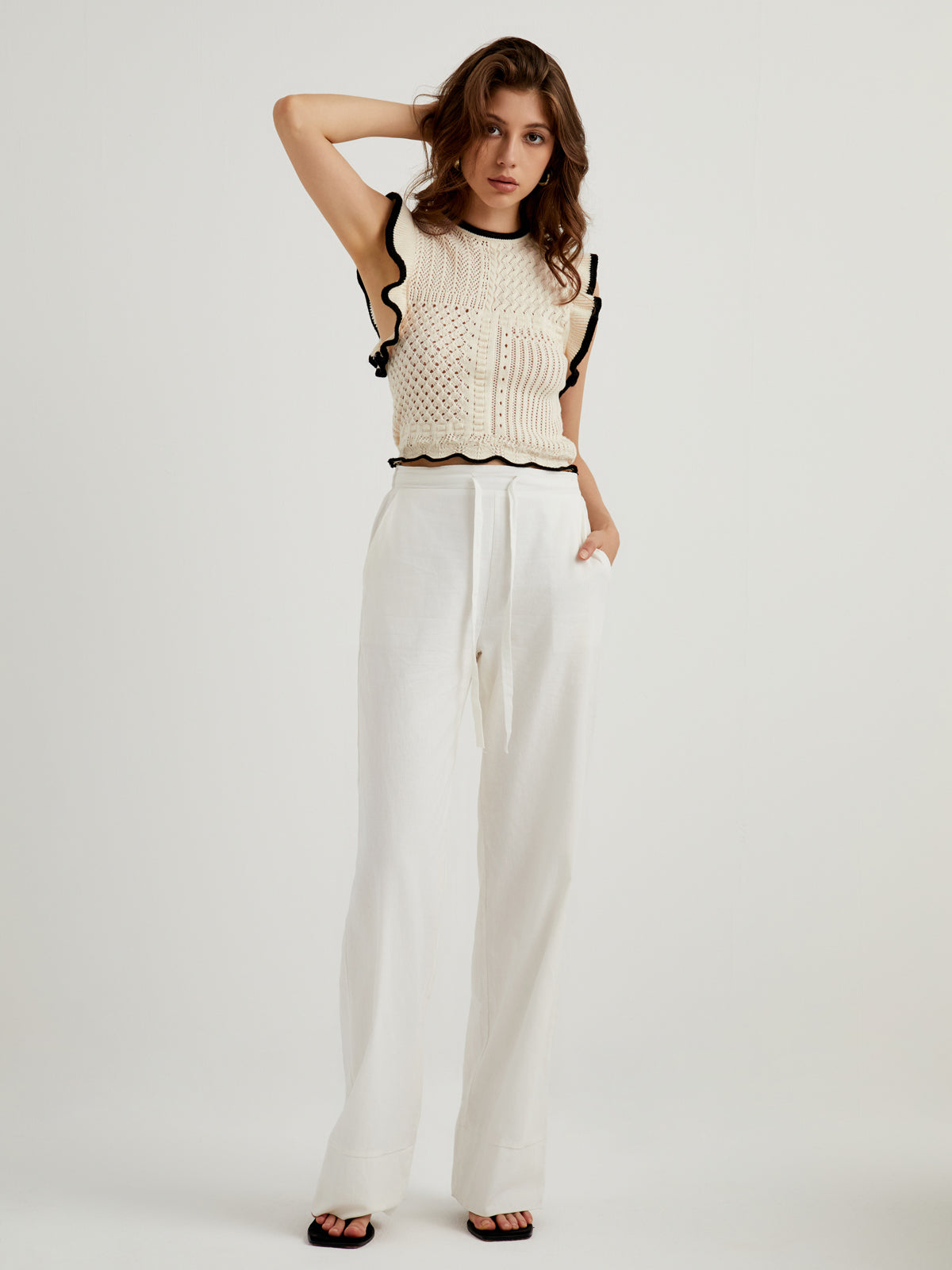 Jeanne® | Crochet Knit Ruffle Top