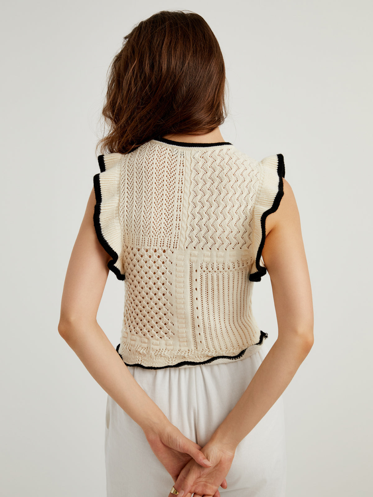 Jeanne® | Crochet Knit Ruffle Top