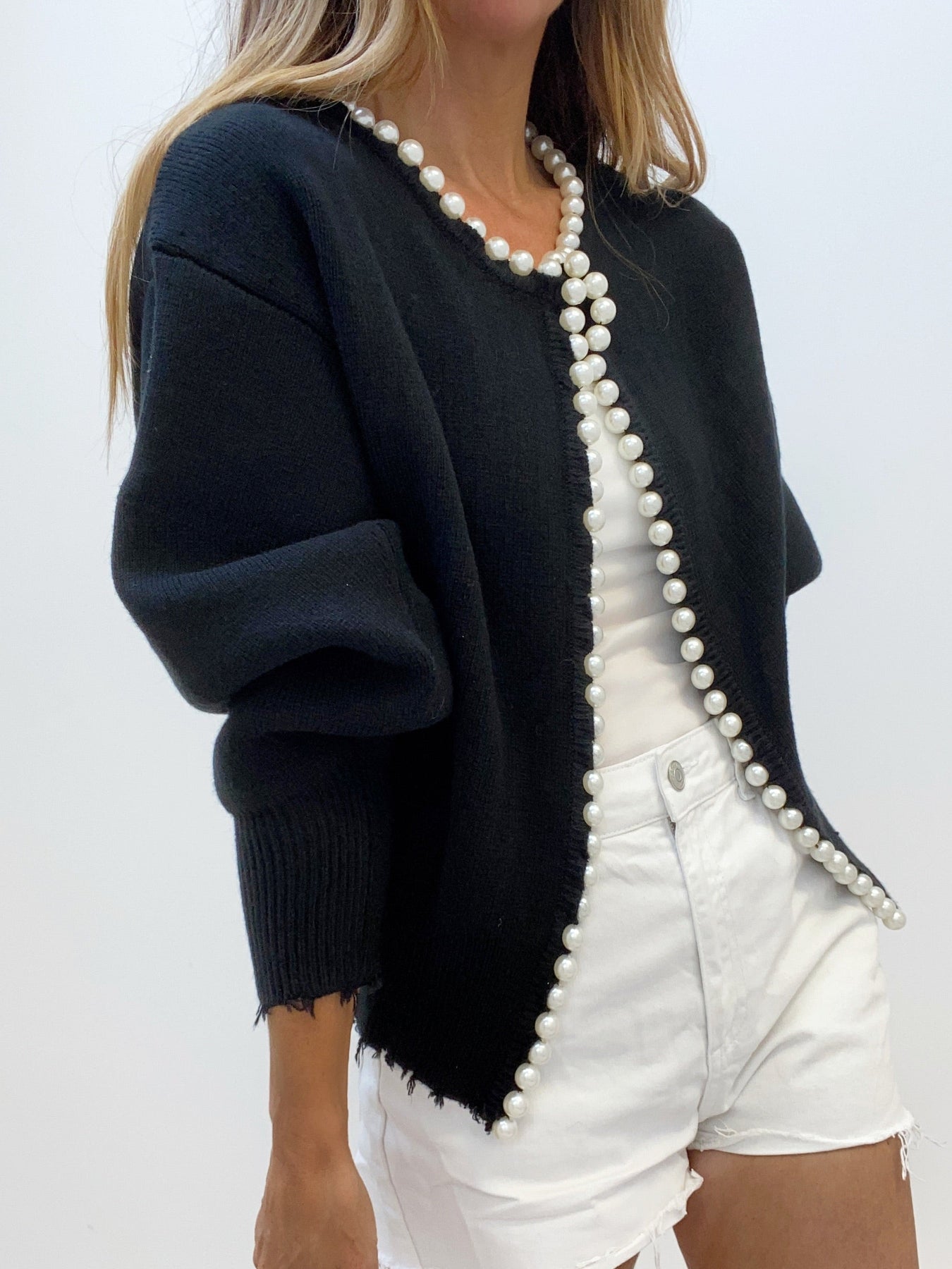 Belén | Beaded cardigan with ripped hem