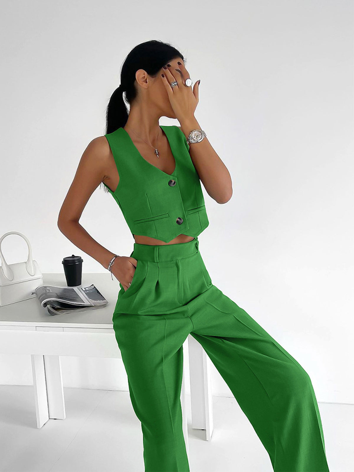 Sheila® | Elegant Vest And Trousers Set