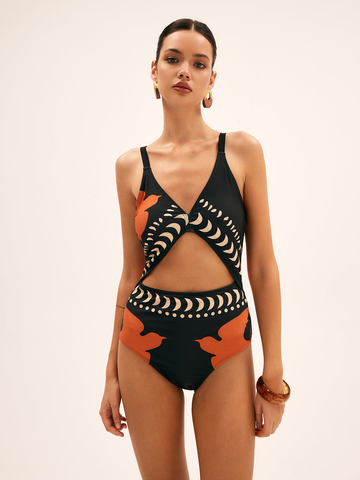 Violeta® | Bird Print Swimsuit With Cutout Design