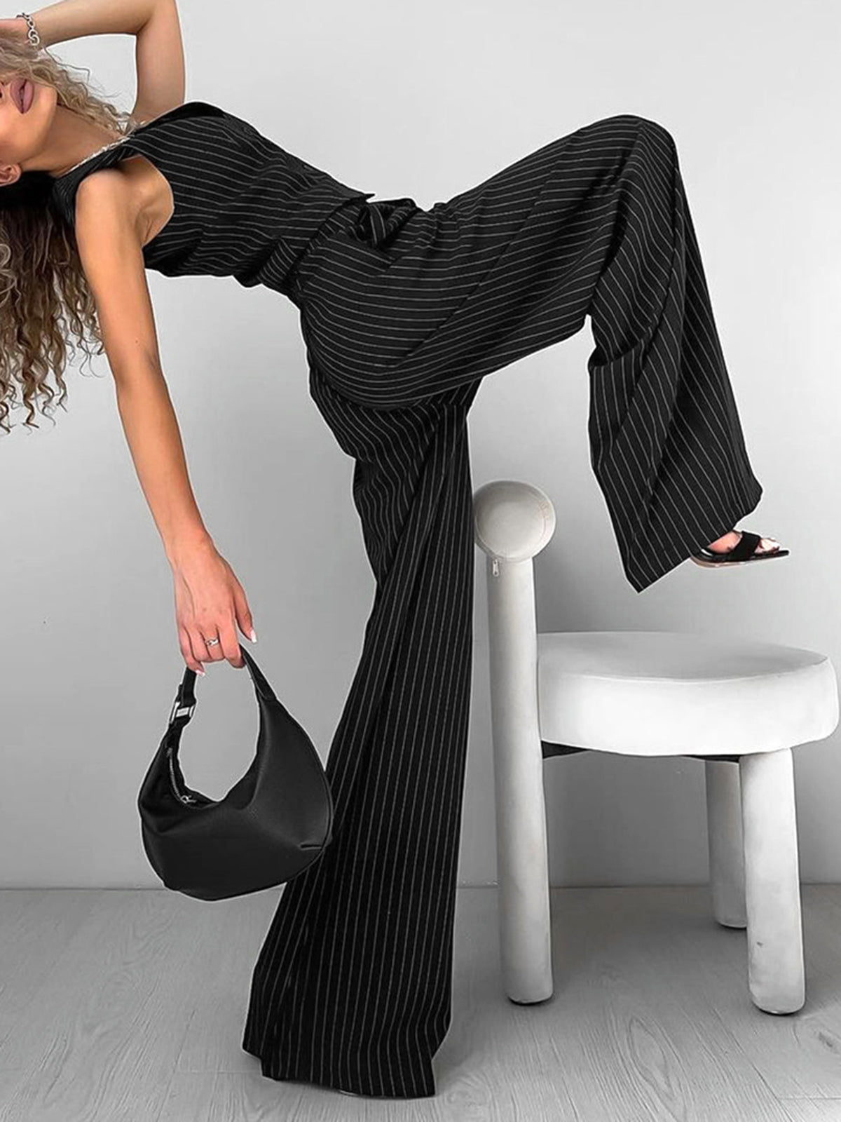 Serena® | Casual Striped Suit Pants Set