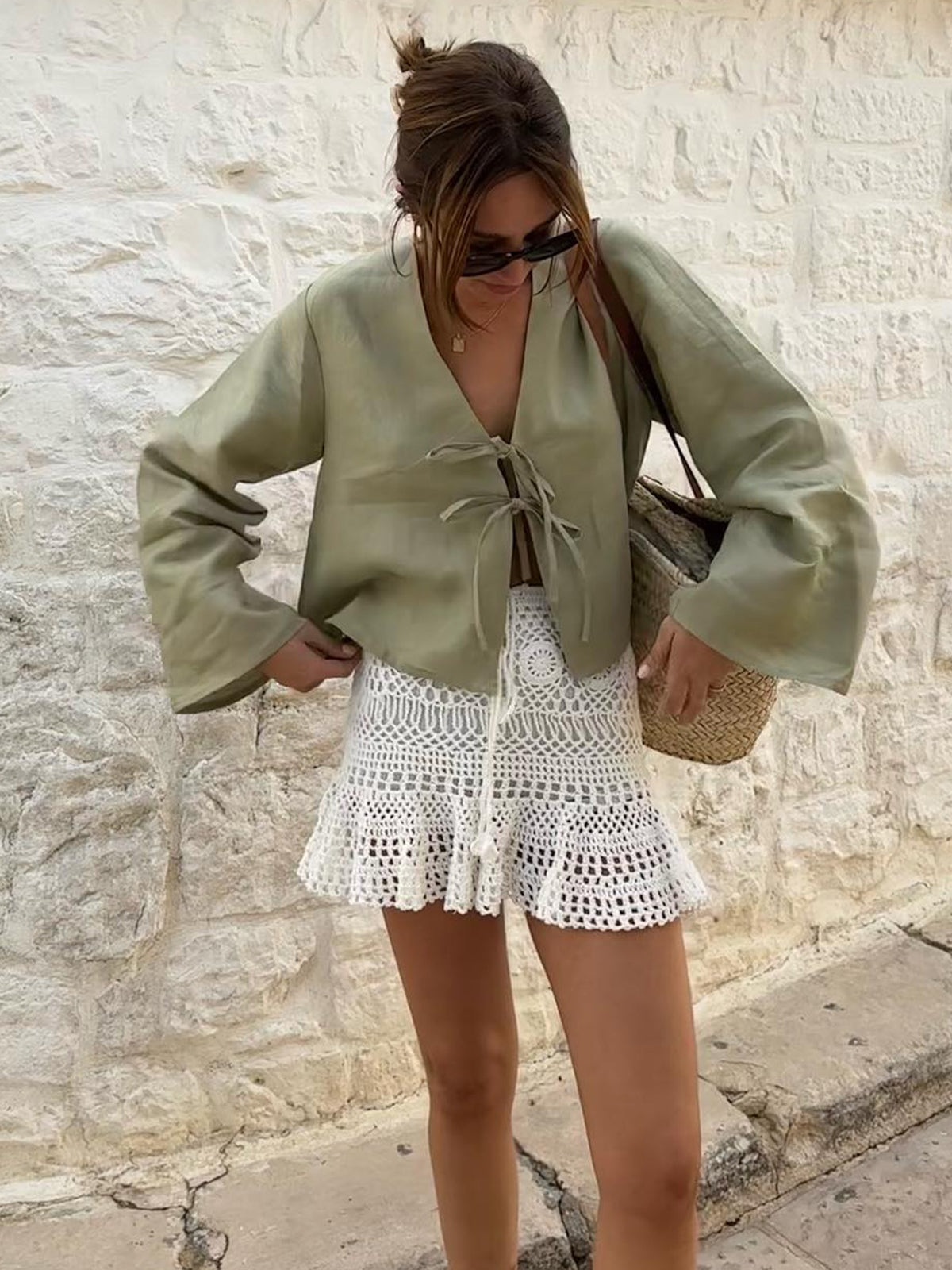 Jazmín® | Women'S Linen Blouse With Lacing At The Front