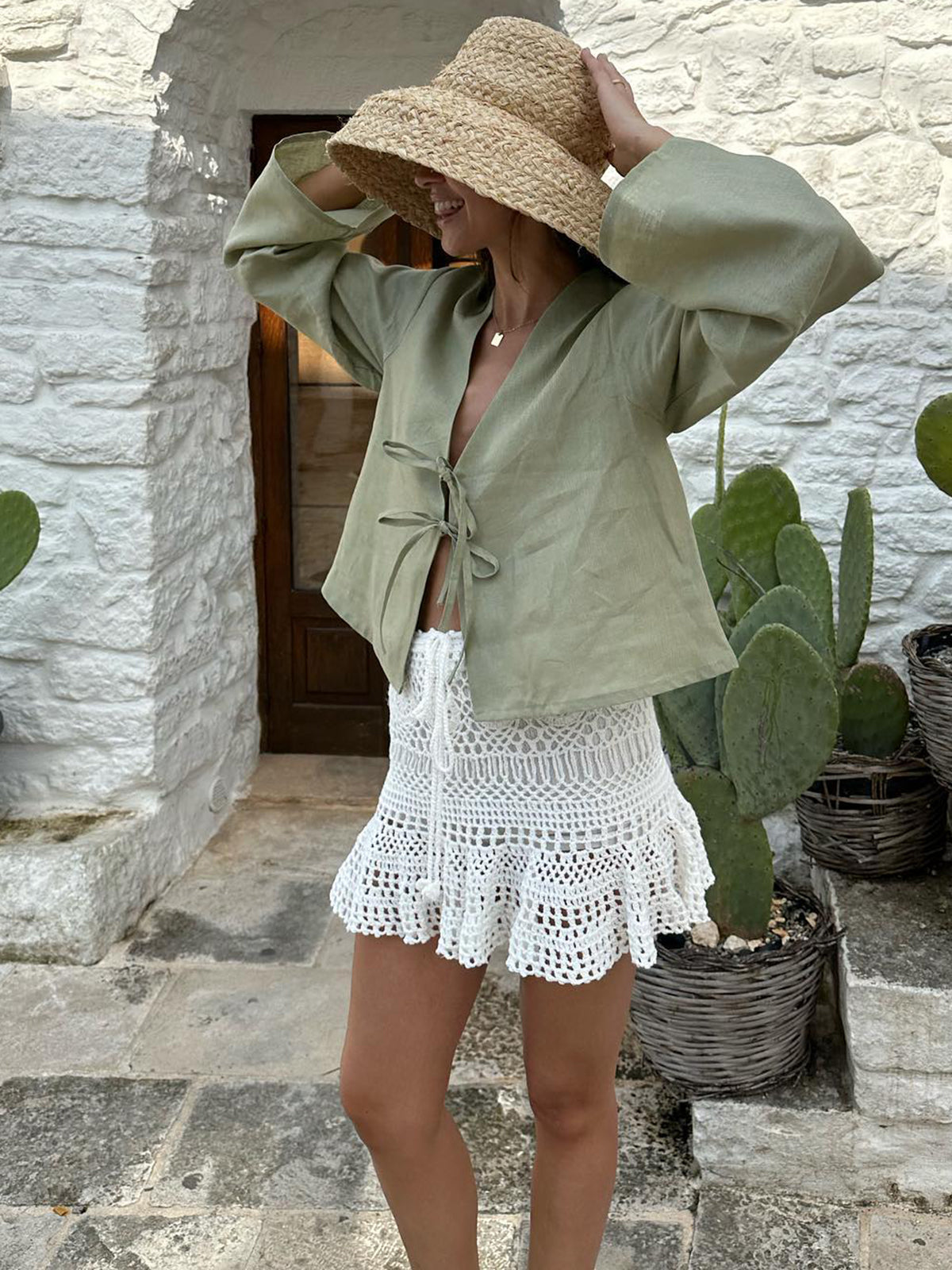 Jazmín® | Women'S Linen Blouse With Lacing At The Front