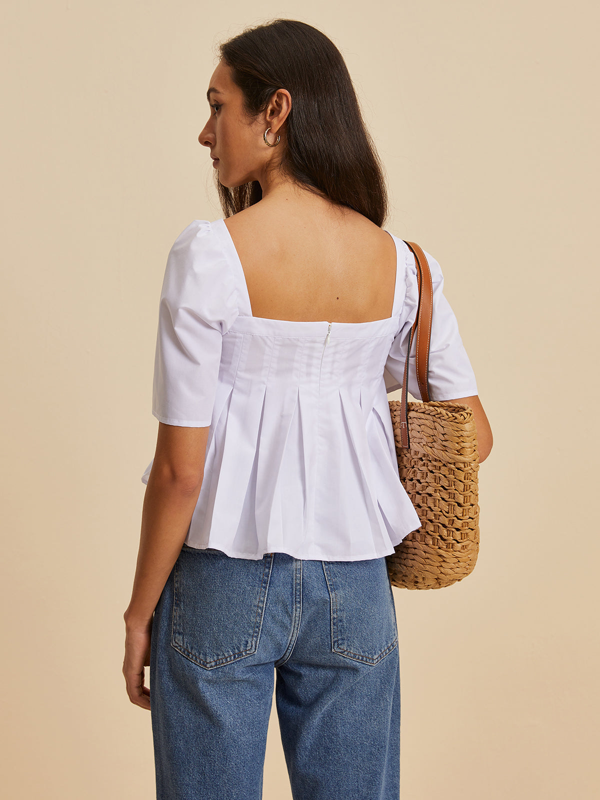 Ananda® | Pleated Blouse With A Round Neckline