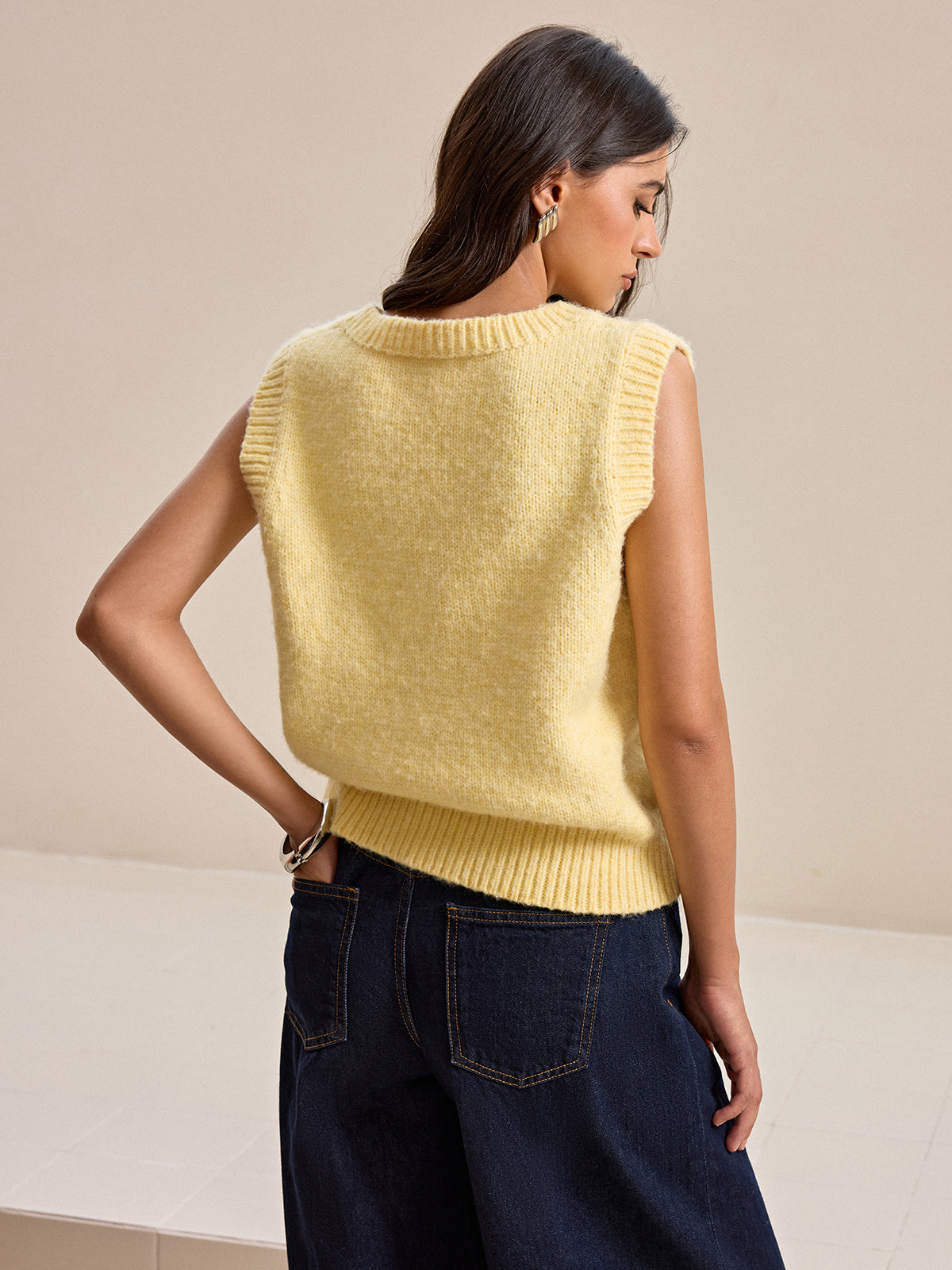 V-Neck Wool-Blend Knitted Vest
