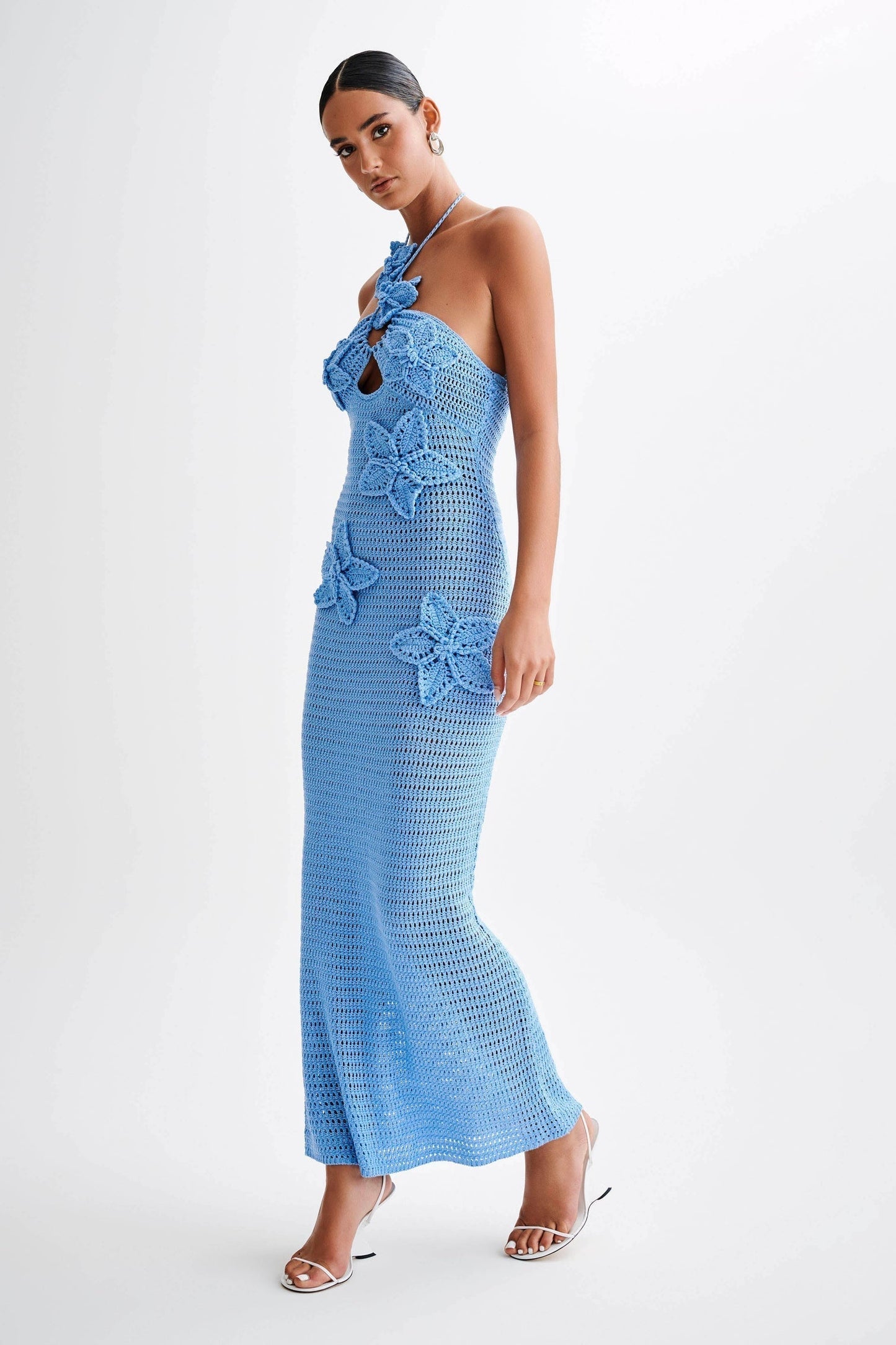 Yasmina® | Crocheted Maxi Dress With Floral Appliqué