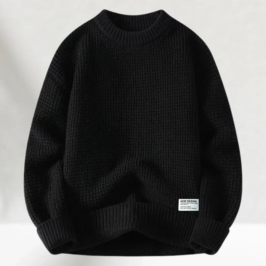 Men’s Classic Knitted Jumper with Crew Neck and Ribbed Hem