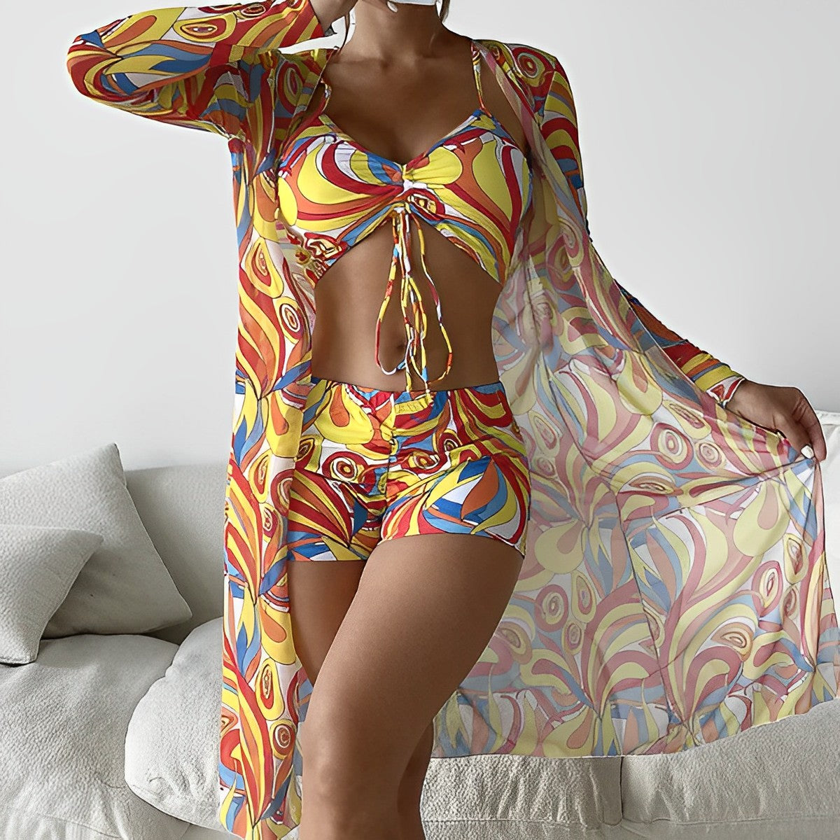 Lava® | Swirl Print Swimsuit With Overlay