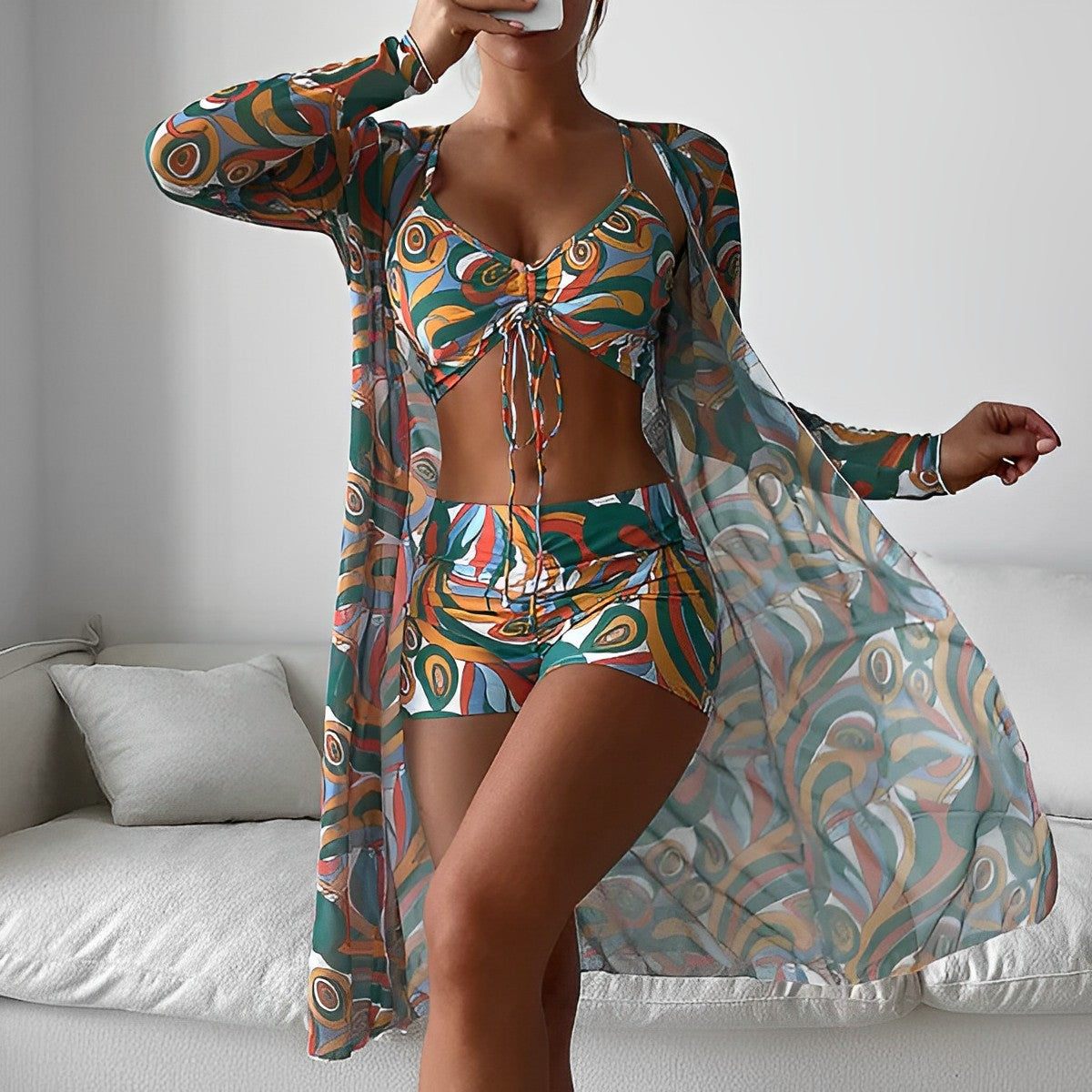 Lava® | Swirl Print Swimsuit With Overlay