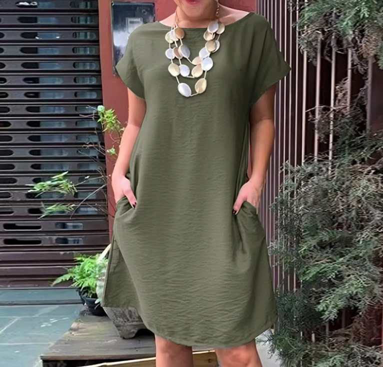 Harper® | Loose Round Neck Short Sleeve Dress